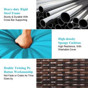 3-Piece Outdoor Patio Corner <b>Rattan</b> <b>Sofa</b> Set for Garden Use - Product Image 5