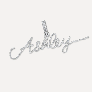 Pendentif Prénom Ashley en Alliage Plaqué Rhodium avec Incrustation de Diamants, Breloque Thème, Cadeau Unisexe, Style Classique - Product Image 1