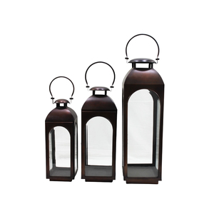Ensemble moderne de 3 lanternes en acier inoxydable et verre biseauté de 5 mm avec finition bronze, idéal pour les mariages et Noël - Product Image 6