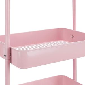 Chariot de cuisine roulant à 3 niveaux rose poudré, organisateur de rangement multifonctionnel en métal avec roues verrouillables, organisateur portable - Product Image 2