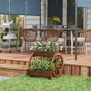 3-Tier Durable Brown Wooden Wagon <b>Planter</b> <b>Box</b> 25 X 21 X 24 for Vertical Gardening-Raised Garden Bed for Vegetables Made Fir - Product Image 2
