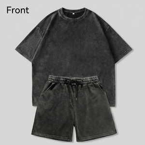 Fabricant de vêtements streetwear personnalisés, ensemble de t-shirts pour hommes en coton biologique respirant 220 GSM, tricot vintage pour jogging d'été - Product Image 2