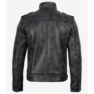 2026 OEM Hot Selling Genuine Distressed Black Cowhide <b>Leather</b> <b>Jacket</b> For Men's 100% High Quality Low MOQ <b>Winter</b> Fashion <b>Jackets</b> - Product Image 2