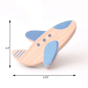 Handmade Modern Wooden Aeroplan Drawer <b>Knobs</b> <b>for</b> Kids Blue <b>Dresser</b> Cabinet Door Handles Cupboard Pulls Kitchen Use Wholesale - Product Image 2