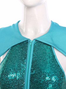 Mono de lentejuelas brillantes sin mangas con pantalón acampanado para mujer, ideal para baile, discoteca, actuaciones en escenario y fiestas. - Product Image 3