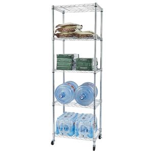 Scaffale Metallico NSF a 5 Ripiani Resistente, Regolabile con Ruote e Rivestimenti per Scaffali, per Garage e Cucina, Cromato - Product Image 4