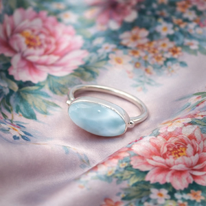<b>Top</b> quality Blue Larimar Gemstone Ring 925 Sterling Silver <b>Rose</b> Gold Yellow Gold Plated Handmade Statement Oval Ring Jewelry her - Product Image 1