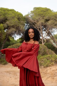 Robe longue féérique médiévale tendance 2026 en coton à manches cloche, style elfique bohème, vêtement féminin, robe maxi fantaisie Cottagecore - Product Image 4