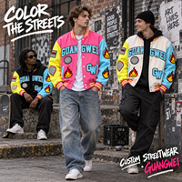 Veste universitaire rose personnalisée avec logo, manches contrastées, style Letterman, patch en chenille, streetwear Y2K, veste bomber, fabrication OEM