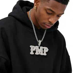 Colgante de Lujo con Diseño Hip Hop y Moissanita, Chapado en Rodio, Plata 925, Duradero, Resistente al Deslustre, Joyería Unisex para Compromiso - Product Image 1
