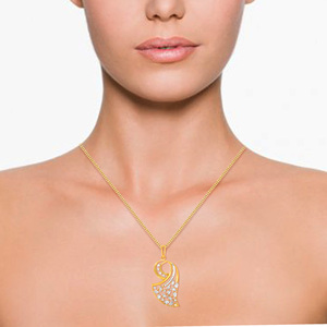 Pendentif en or jaune avec diamants ronds de laboratoire, style luxueux, pour femme, à porter au quotidien - Product Image 4