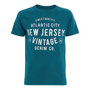 T-shirt à manches courtes en coton biologique tricoté sur le devant, col rond, coupe classique, pour homme, de Atlantic City New Jersey Vintage Denim Co. - Product Image 2