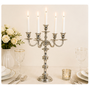 Candelabro Moderno de Metal de 5 Brazos, Plateado, para Velas Cónicas, Hecho a Mano, Ecológico, Centro de Mesa de Lujo para Bodas, Decoración de Mesa - Product Image 6