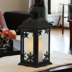 Última novedad: Farol navideño blanco con recortes de copos de nieve y estrellas, portavelas para decoración del hogar - Product Image 2