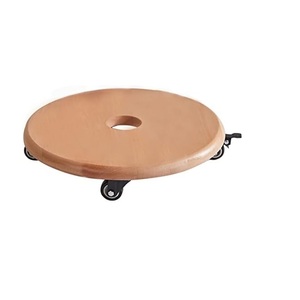 Chariot à plantes en bois robuste avec roues, déplaceur de pots ronds, chariot à plantes pour pots d'intérieur et d'extérieur - Product Image 1