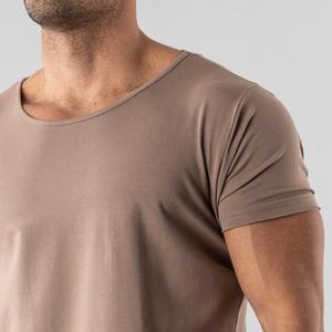 T-shirt de sport pour homme grande taille 100% coton écologique respirant uni à séchage rapide avec logo personnalisé col rond - Product Image 4