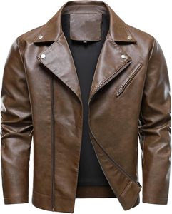 Veste d'hiver en cuir véritable de qualité supérieure, devant en toile, respirante, coupe-vent, doublure douce et confortable, style streetwear pour hommes - Product Image 1