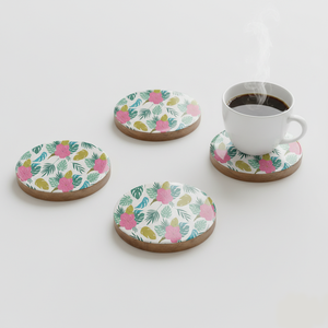 Ensemble de sous-verres écologiques en bois d'acacia et de manguier, 4 pièces, imprimés en émail, forme classique, pour cuisine, café et boissons, fournisseur en gros - Product Image 5