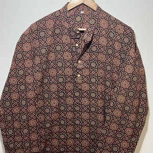 Luxury Men's Ethnic Long Kurta | 100% Cotton Full Sleeve | Traditional Floral <b>Block</b> <b>Print</b> Kurta - Product Image 2