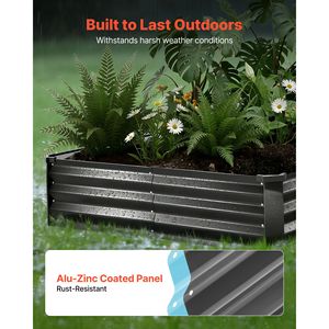 Set di 2 Fioriere Rettangolari in Metallo Zincato 8x4x1 ft per Giardinaggio Esterno, Kit di Coltivazione Rialzato Senza Fondo 24x16x16 Cm - Product Image 5