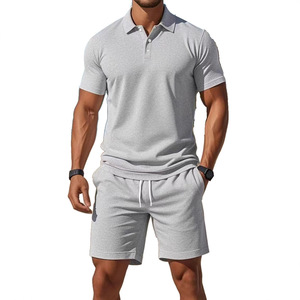 Conjunto de dos piezas de verano informal de alta calidad, moderno, de manga corta y pantalones cortos, cómodo y transpirable, de tela de malla. - Product Image 4