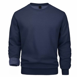 Sweat-shirt en tricot à col rond bleu marine pour homme, coupe classique, couleur unie, vêtement décontracté, confortable, doux, respirant, OEM ODM - Product Image 1