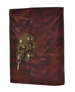 Handmade Genuine Leather Journal Notebook Spiral Bound with Saddle Stitching <b>Padlocked</b> Diary Book Secure Lockable Journal - Product Image 3