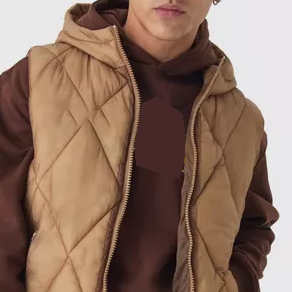 Veste matelassée pour homme avec col montant et fermeture éclair, veste à bulles épaisse pour homme avec doublure en polaire chaude - Product Image 2