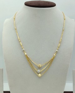 Collar de Oro Amarillo de Múltiples Hilos con Detalles Texturizados y Cuentas de Oro de Dos Tonos, Joyería Fina Sofisticada en Capas - Product Image 1