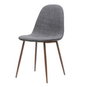 Set di 2 sedie da pranzo Mid-Century grigio chiaro, rivestite in tessuto con gambe in metallo finitura noce scuro - Product Image 6