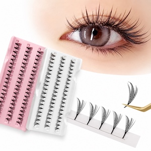 Vietnam high quality individual cluster false <b>eyelash</b> flare <b>extension</b> knot free by Synthetic white and pink tray - Product Image 1