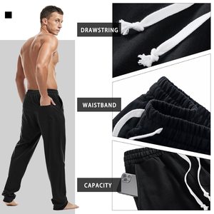 Custom Plus Size Men's Pants Apparel Solid Color Mid Waist <b>Drawstring</b> Linen Long Pant Men Casual Loose Straight Men's <b>Trousers</b> - Product Image 4