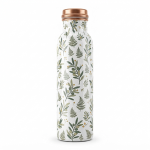 Wholesale Custom Printed <b>White</b> Pure Copper <b>Water</b> <b>Bottle</b> Leak Proof Ayurvedic Health Fitness Gym Metal Drinkware with Cap - Product Image 3