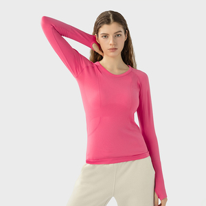 Custom Logo Cotton Spandex Sport T Shirts Womens <b>Short</b> Sleeve Yoga Crop Long Sleeve t Shirt - Product Image 3