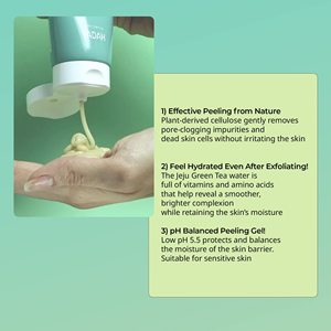 Gel exfoliant pour le visage au thé vert YADAH, pH 5,5, gel nettoyant exfoliant 100 ml pour les soins quotidiens de la peau, fabriqué en Corée - Product Image 3