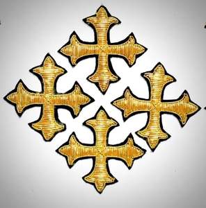 Cruz de Hilo Metálico Dorado Bordada a Mano de Lujo Premium con Efecto 3D en Relieve, Resistente al Agua, Color y Forma Personalizables - Product Image 2