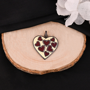 Hermoso Colgante de Corazón Esmaltado Vintage para Mujer, Plata de Ley 925 con Baño de Rodio Negro y Diamantes Pavé, para Boda o Compromiso - Product Image 1