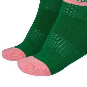 AKA Ankle <b>Socks</b> Pink with Green Cotton Blend Ribbed Soft Breathable Stretch Athletic Casual Comfortable Daily Wear - Product Image 5