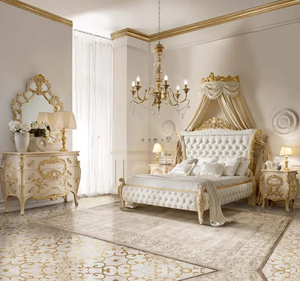 Juego de Muebles de Dormitorio de Lujo de Alta Calidad, Tamaño King, de Madera de Caoba, con Diseño Europeo Antiguo, con Almacenamiento, para Apartamentos, Hoteles y Villas - Product Image 1