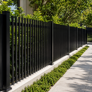 Clôture en aluminium noir moderne, revêtement poudré, panneau de clôture extérieur pour jardin, sécurité de la maison, villa, patio - Product Image 3