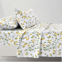 Parure de lit jaune à fleurs et 2 taies d'oreiller, ensemble classique 100% coton 150 fils/cm², qualité A, toutes saisons