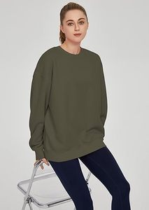 Sweat-shirt à col rond en molleton pour femme avec logo personnalisé, coupe ample, doux, surdimensionné, 100% coton, automne/hiver, décontracté - Product Image 3