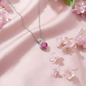 Collier en argent sterling 925 plaqué rhodium avec pierre rose Swan Grace pour femmes et filles, cadeau de Noël et de la Saint-Valentin - Product Image 5