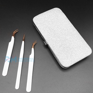 Pince à épiler pour extensions de cils RMI Shin Rose Gold Plasma Tip Smooth Tip, revêtement blanc anti-magnétique, 10 mm, prise en main parfaite - Product Image 2