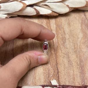 Minimalist <b>Garnet</b> <b>Ring</b> Brass Finger <b>Ring</b> Women <b>Silver</b> Plated Geometric Bands <b>Ring</b> [Wholesale/OEM/ODM] - Product Image 1