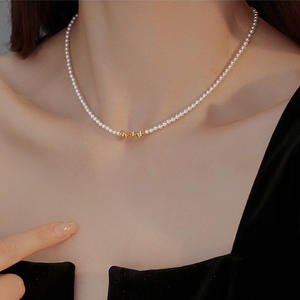 High-End Women's Fine <b>Jewelry</b> <b>Set</b> Light Luxury Broken Silver Bead Necklace with <b>Pearl</b> Versatile Design - Product Image 4