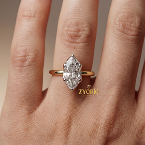 <b>Silver</b> Plated Marquise Cut Lab Grown Diamond Engagement <b>Ring</b> Luxury <b>Solitaire</b> Wedding <b>Ring</b> Women High Quality Fine Party VVS2 - Product Image 5