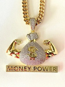 Colgante de Plata de Ley 925 con Letra Personalizada, Estilo Hip Hop, con Incrustaciones de Moissanita VVS, Diseño de Bolsa de Dinero - Product Image 6