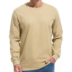T-shirt pour homme à manches longues surdimensionné en coton 100% de haute qualité, tricoté, avec logo personnalisé - Product Image 1