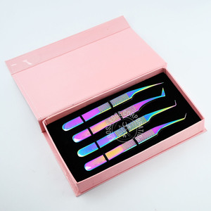 Etiqueta privada Pestañas personalizadas Volumen de 90 grados Pinzas para pestañas Puntas de fibra Proveedores al por mayor Pinzas de agarre punteadas de punta recta - Product Image 3